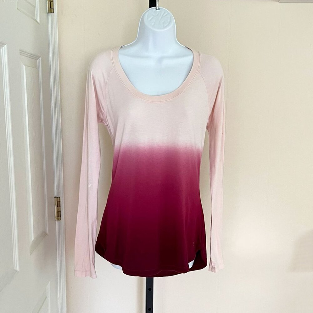 CALIA by Carrie Underwood Flow Pink Ombre Long Sleeve Activewear T-Shirt, Size M